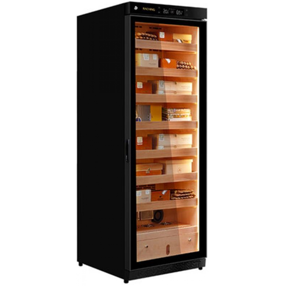 Vincellar C380A-CABK 恆溫雪茄櫃 (星空黑箱體/加拿大雪松木層架) - 精準溫濕度控制，1200-1800支容量